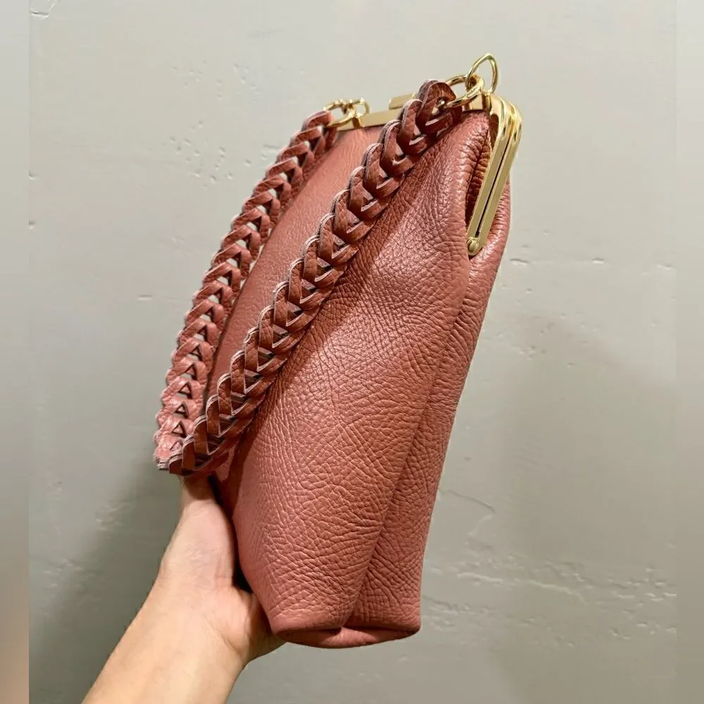 Handmade Genuine Cowhide Leather Metal Frame Push-lock Shoulder Bag/Crossbody